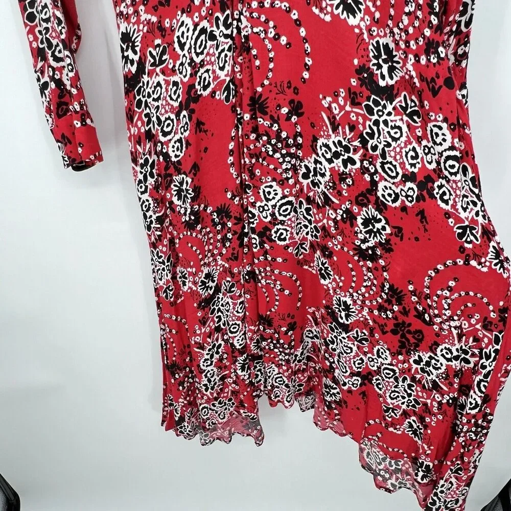 Free People Tough Love Maxi‎ Shirtdress In Red Women’s 4 Long Sleeve Floral Boho